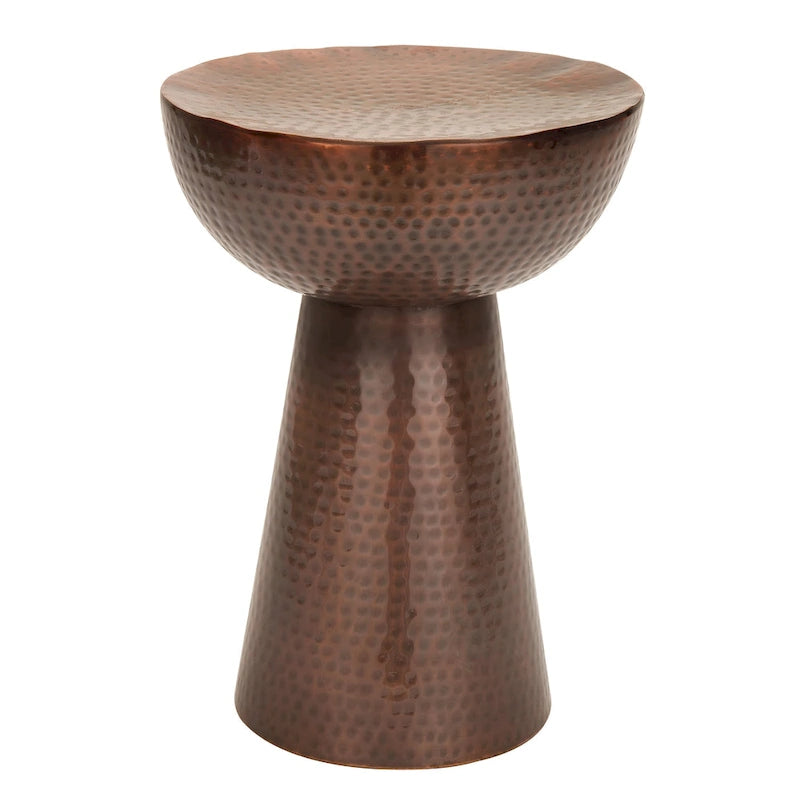 Handmade Hammered Metal Accent Table - Bronze or Copper