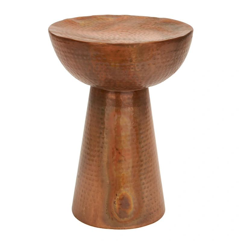 Handmade Hammered Metal Accent Table - Bronze or Copper