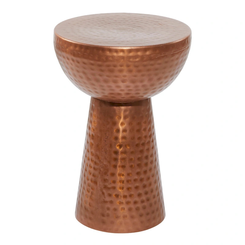 Handmade Hammered Metal Accent Table - Bronze or Copper