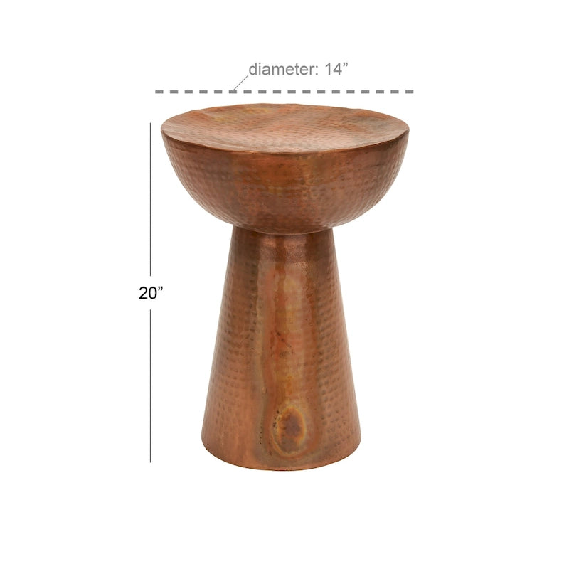 Handmade Hammered Metal Accent Table - Bronze or Copper