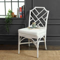 Rattan Dining Side Chair Chinese Chippendale Style - Set of 2