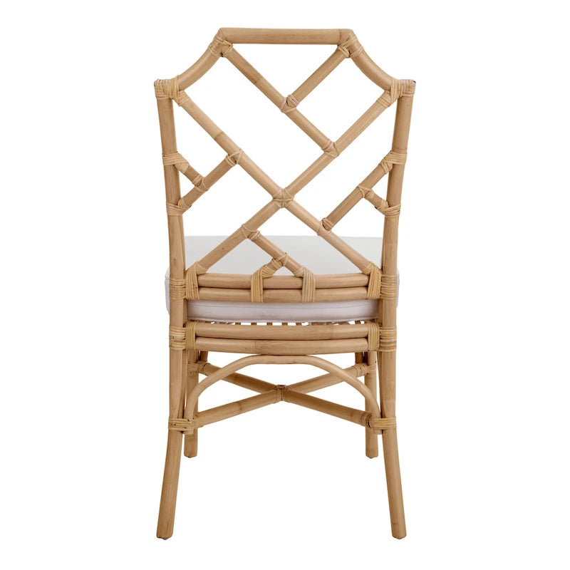 Rattan Dining Side Chair Chinese Chippendale Style - Set of 2