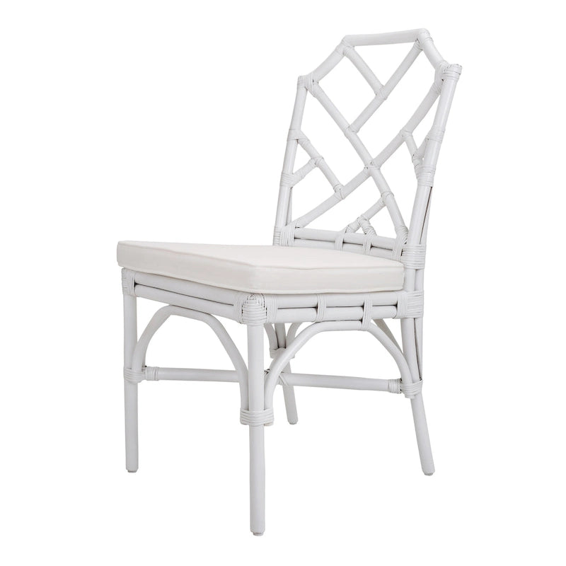 Rattan Dining Side Chair Chinese Chippendale Style - Set of 2