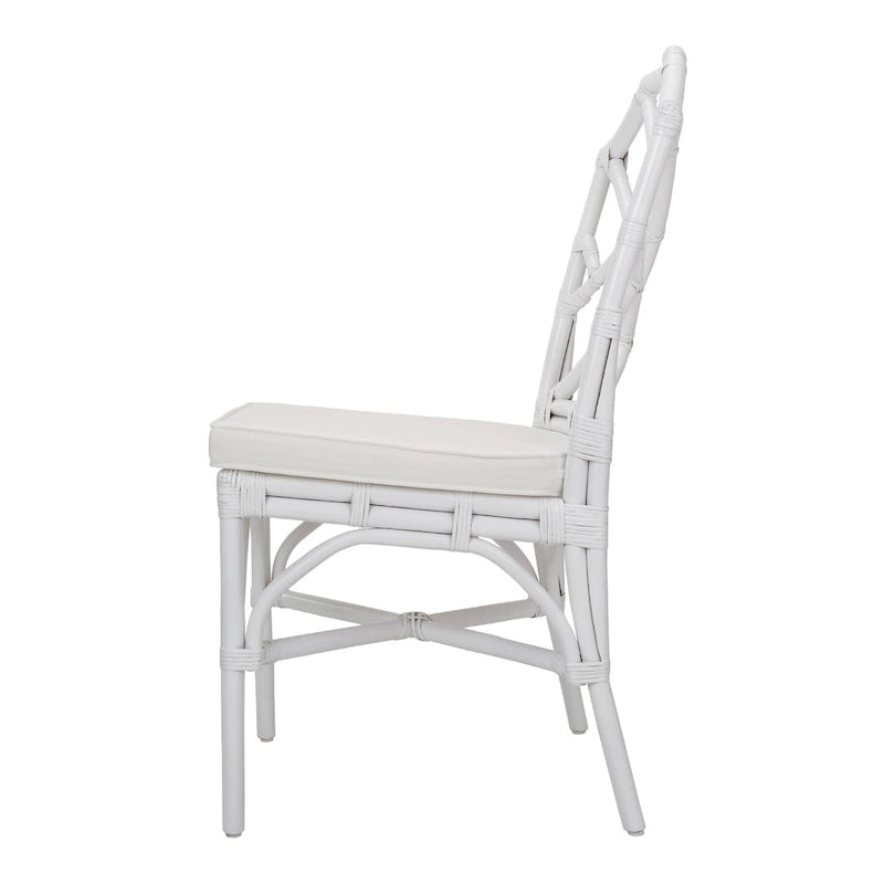 Rattan Dining Side Chair Chinese Chippendale Style - Set of 2