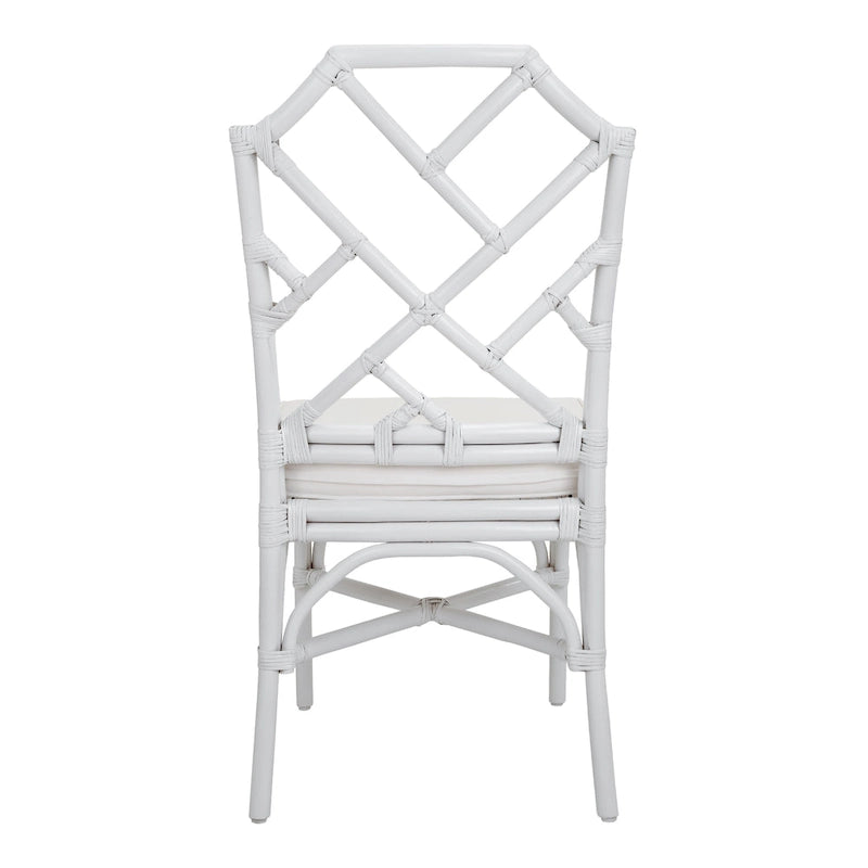Rattan Dining Side Chair Chinese Chippendale Style - Set of 2