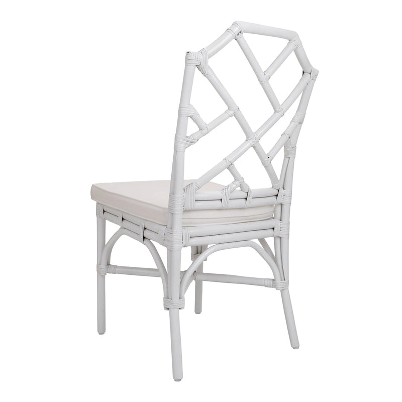 Rattan Dining Side Chair Chinese Chippendale Style - Set of 2
