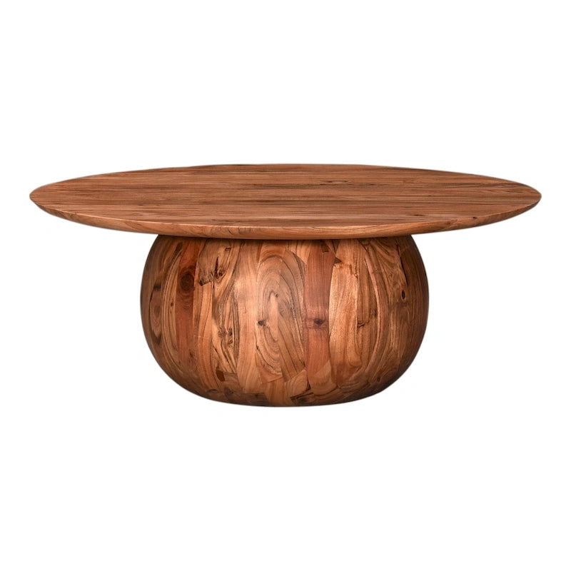Modern Solid Acacia Wood Round Coffee Table