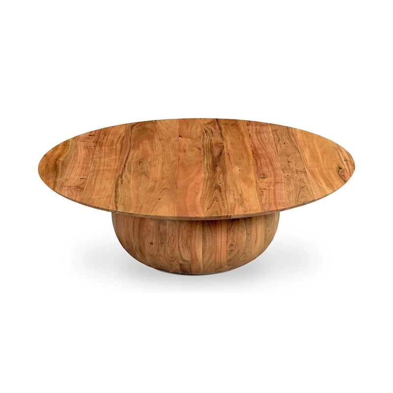 Modern Solid Acacia Wood Round Coffee Table