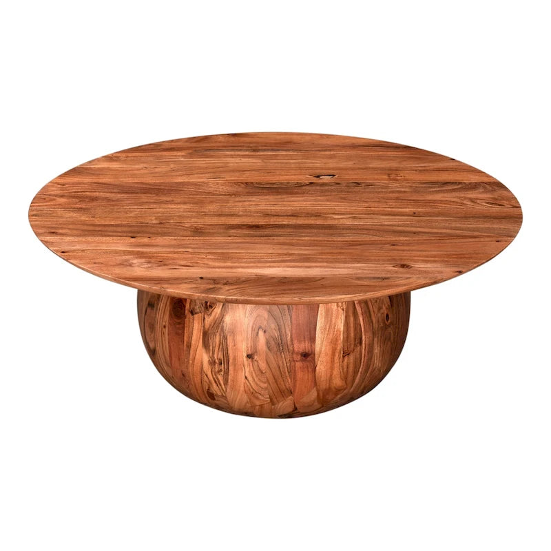 Modern Solid Acacia Wood Round Coffee Table