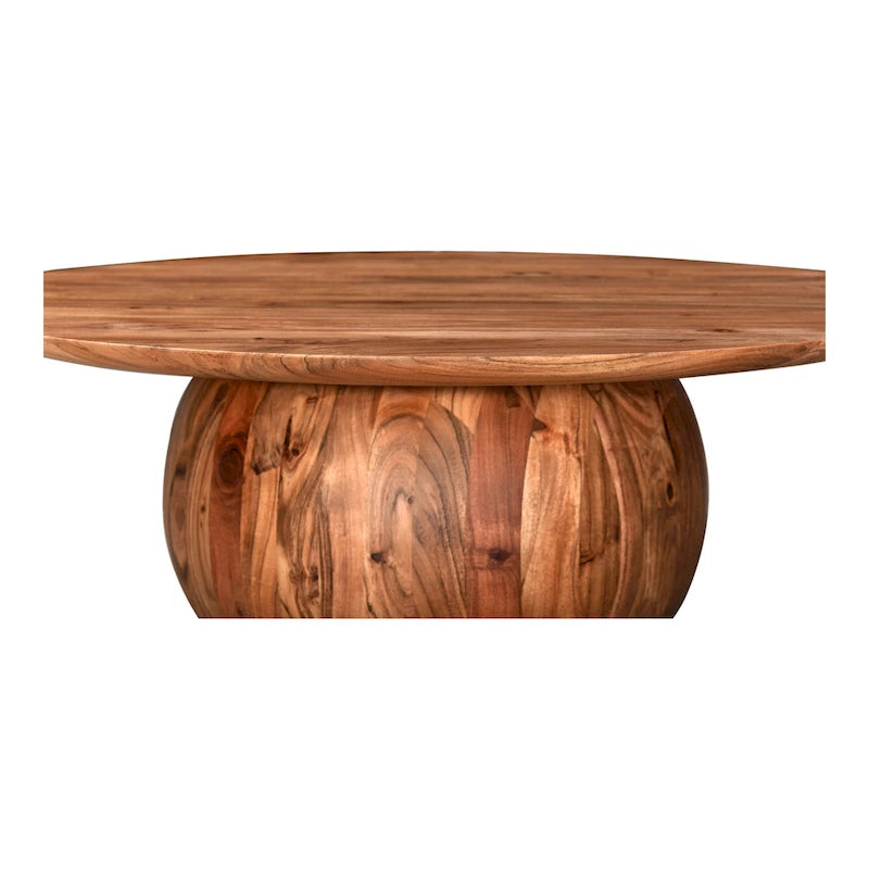 Modern Solid Acacia Wood Round Coffee Table