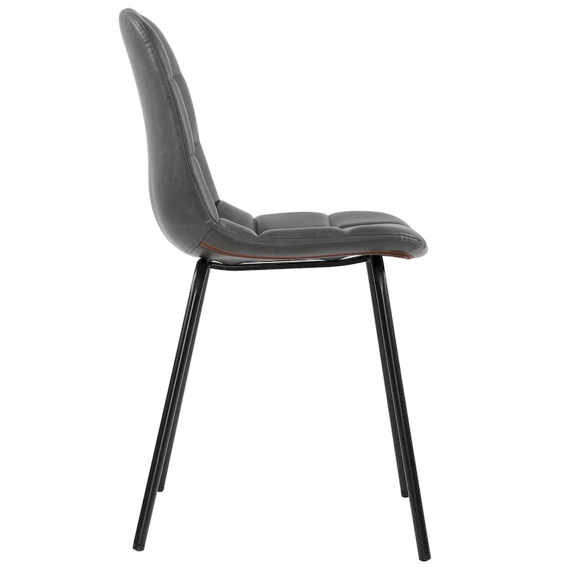 Faux Leather Dining Chairs Upholstered Side Chairs with Metal Legs Set of 2