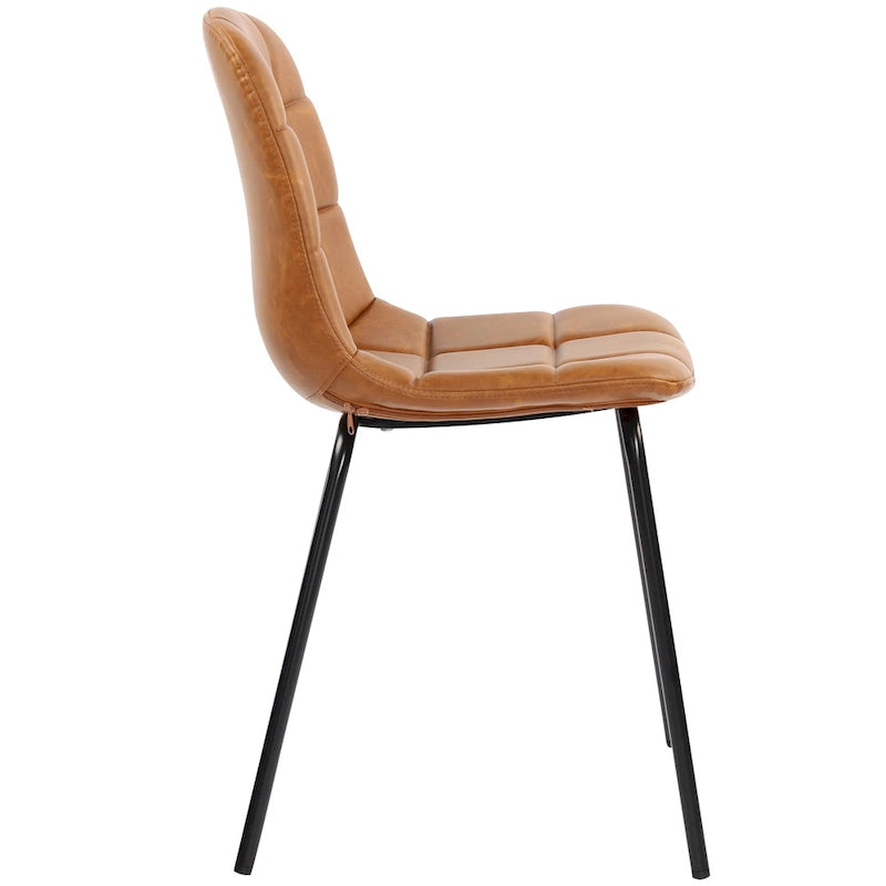 Faux Leather Dining Chairs Upholstered Side Chairs with Metal Legs Set of 2