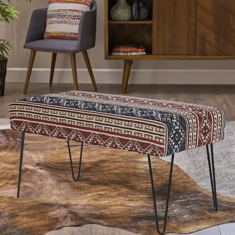 Upholstered Bench Ottoman - Fabric Rectangular Footrest