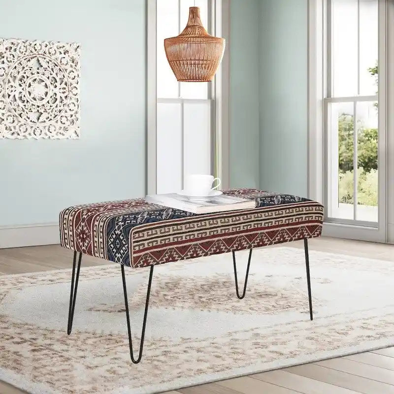 Upholstered Bench Ottoman - Fabric Rectangular Footrest