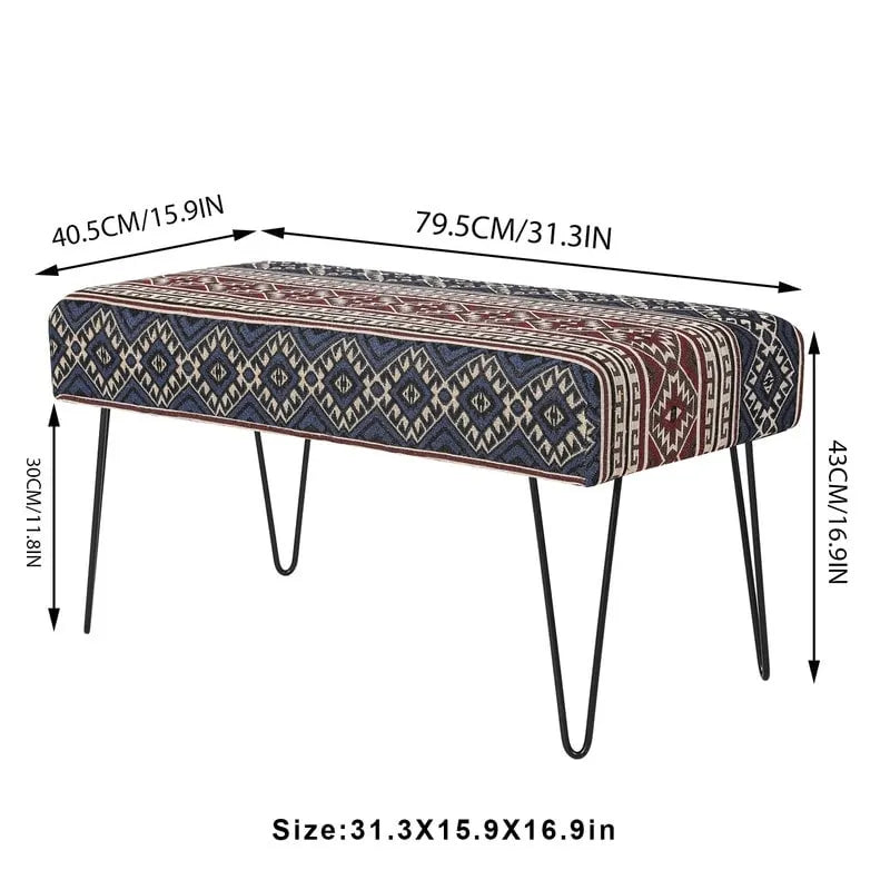 Upholstered Bench Ottoman - Fabric Rectangular Footrest