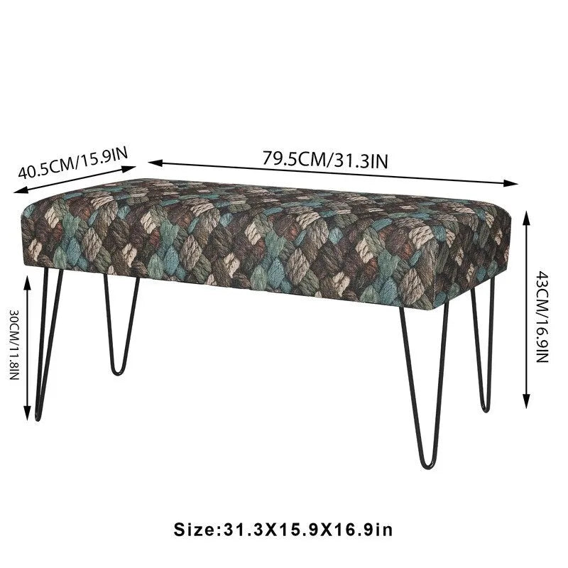 Upholstered Bench Ottoman - Fabric Rectangular Footrest