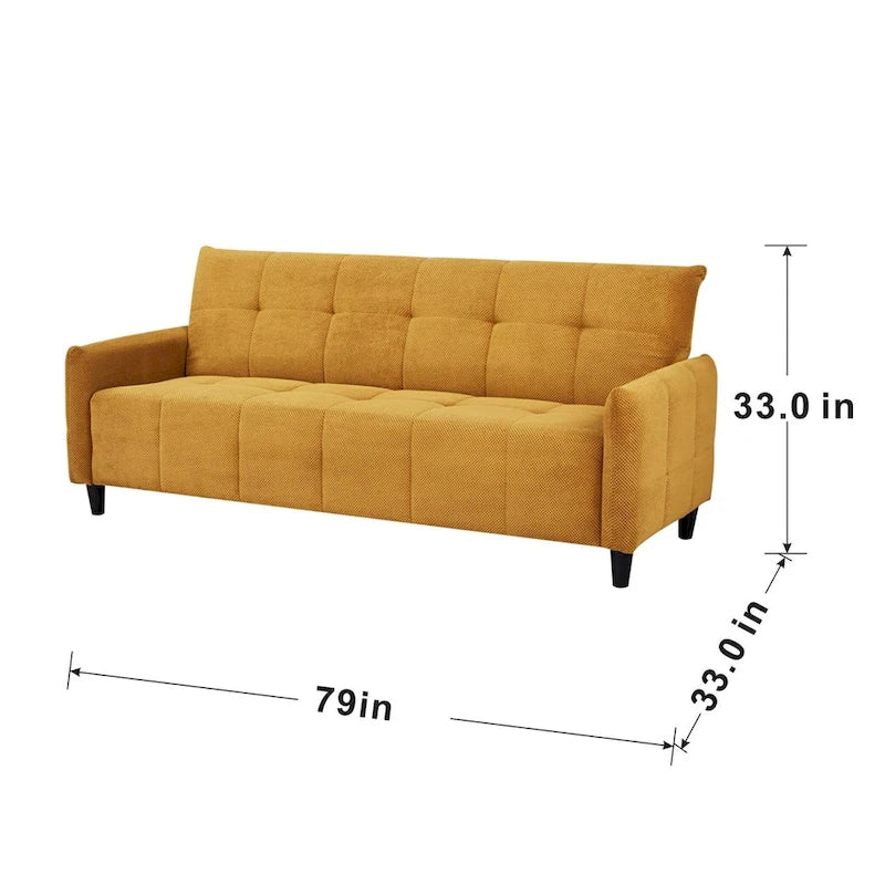 79-inch Mustard Biscuit Tufted Sofa Bed