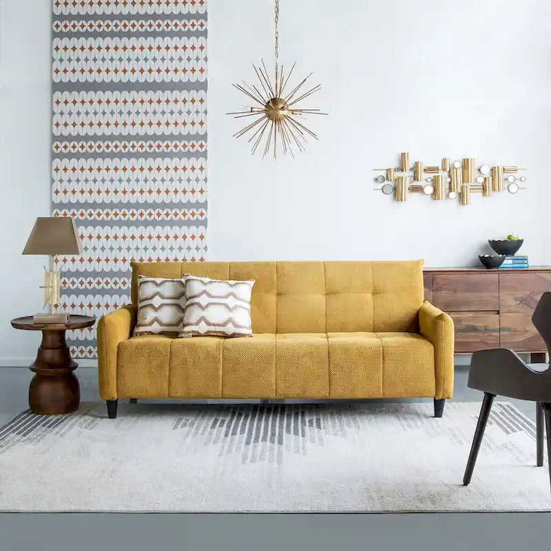79-inch Mustard Biscuit Tufted Sofa Bed