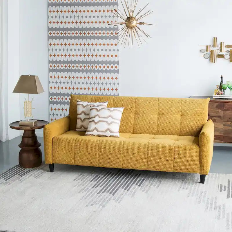 79-inch Mustard Biscuit Tufted Sofa Bed