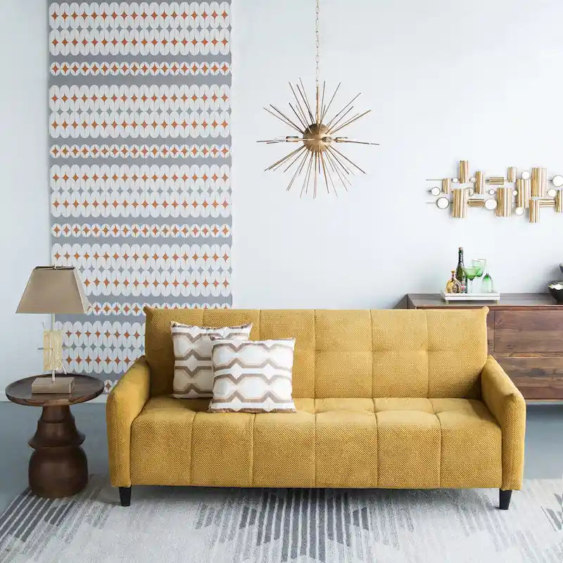 79-inch Mustard Biscuit Tufted Sofa Bed