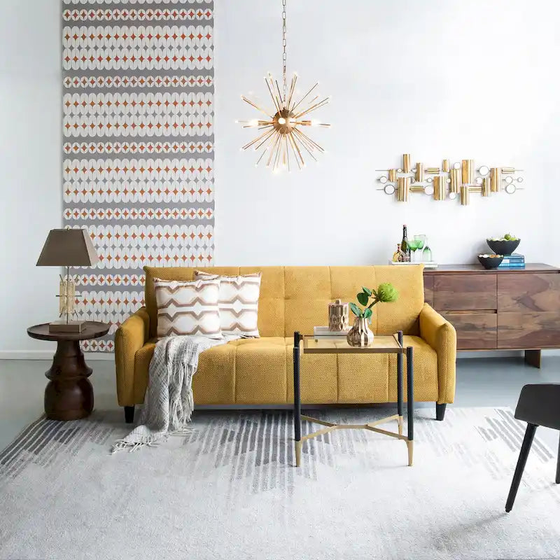 79-inch Mustard Biscuit Tufted Sofa Bed