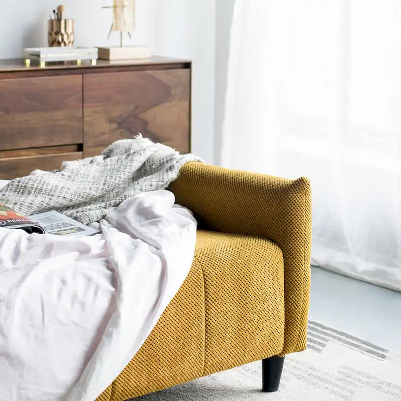 79-inch Mustard Biscuit Tufted Sofa Bed