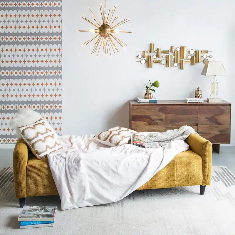 79-inch Mustard Biscuit Tufted Sofa Bed