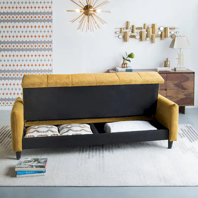 79-inch Mustard Biscuit Tufted Sofa Bed