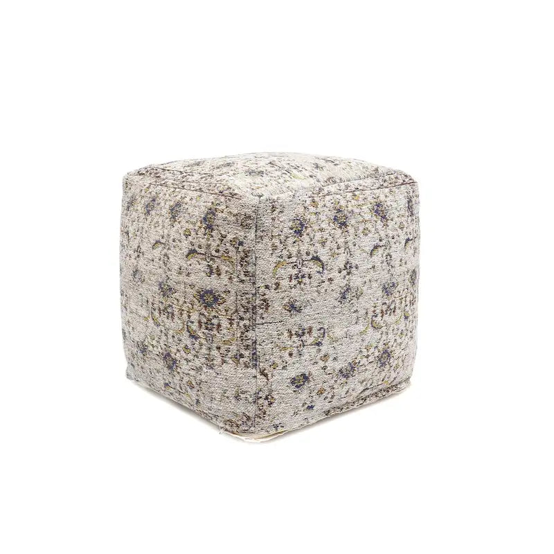 Premium Cotton Square Pouf Ottoman - Taupe