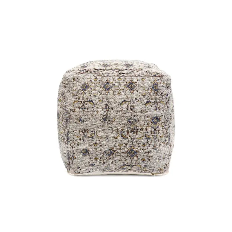 Premium Cotton Square Pouf Ottoman - Taupe