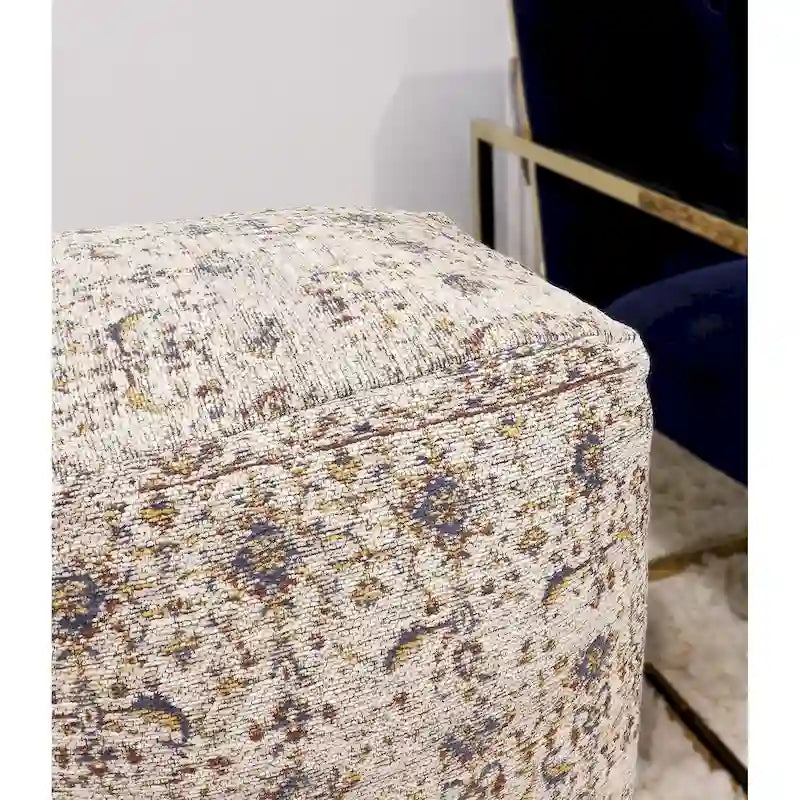 Premium Cotton Square Pouf Ottoman - Taupe