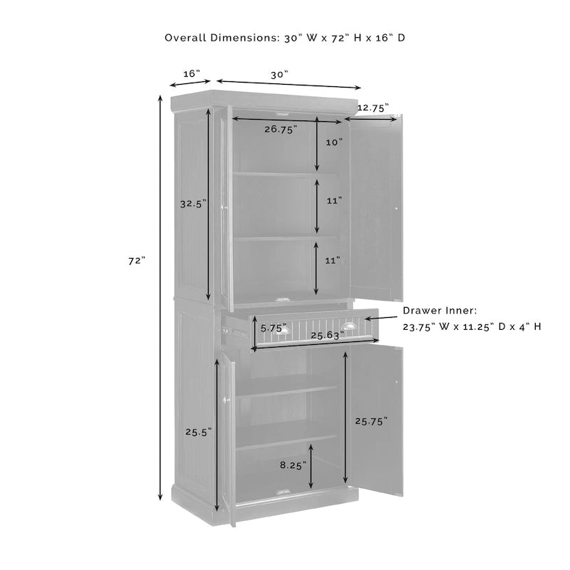 Seaside Pantry - 30 W x 16 D x 72 H