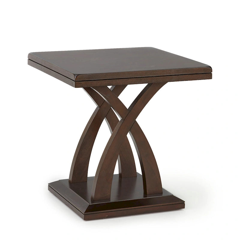 Espresso Cherry X-Style Pedestal End Table