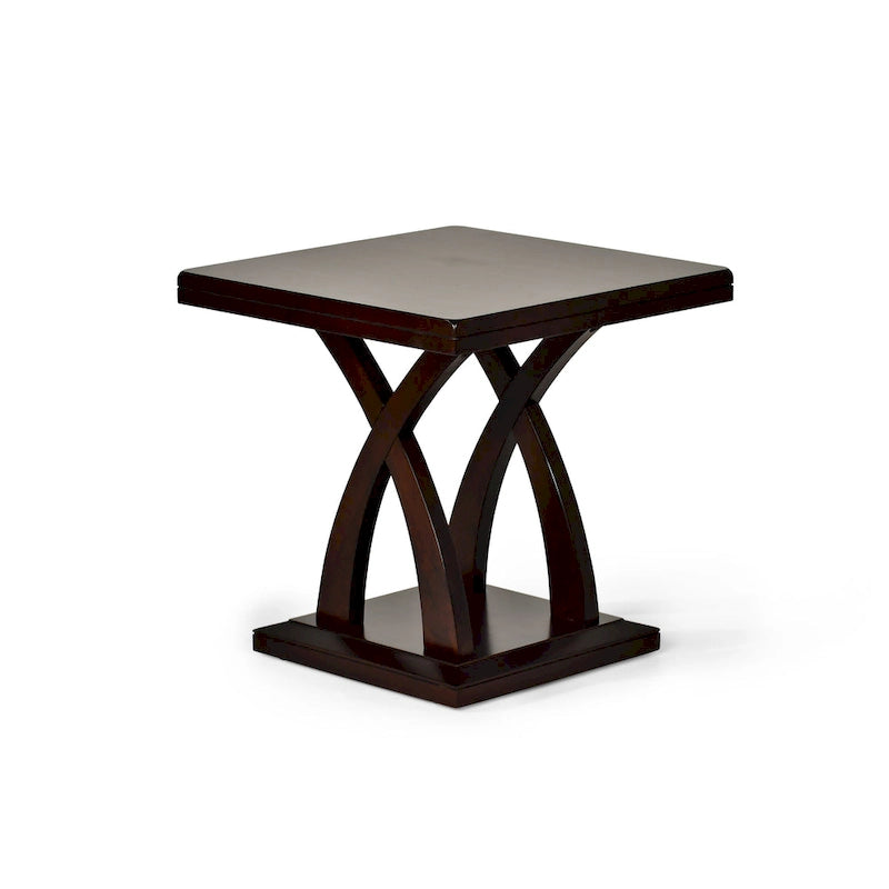 Espresso Cherry X-Style Pedestal End Table