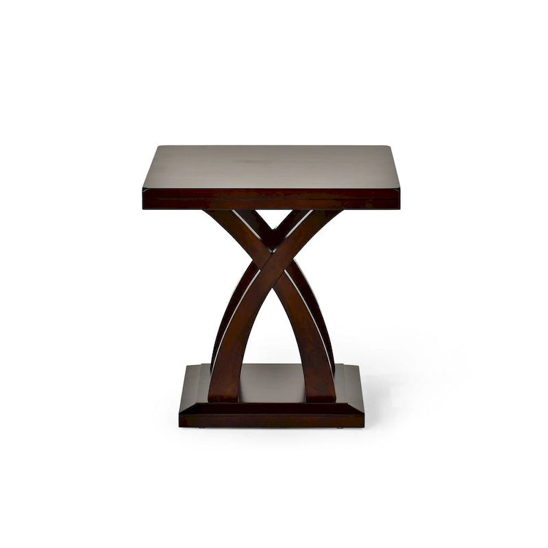 Espresso Cherry X-Style Pedestal End Table
