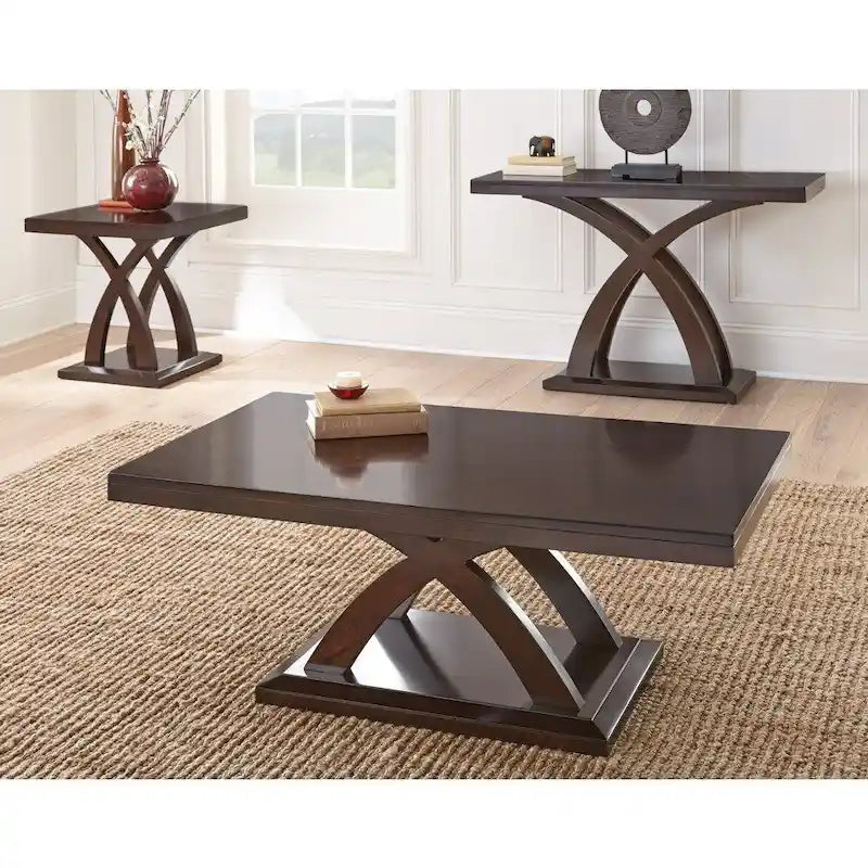 Espresso Cherry X-Style Pedestal End Table
