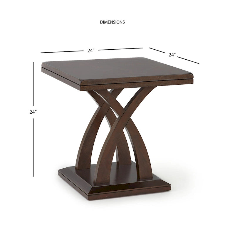 Espresso Cherry X-Style Pedestal End Table