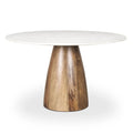 Allyson 48 Round Medium Brown w/ White Marble Pedestal Dining Table - 48.0L x 48.0W x 30.0H