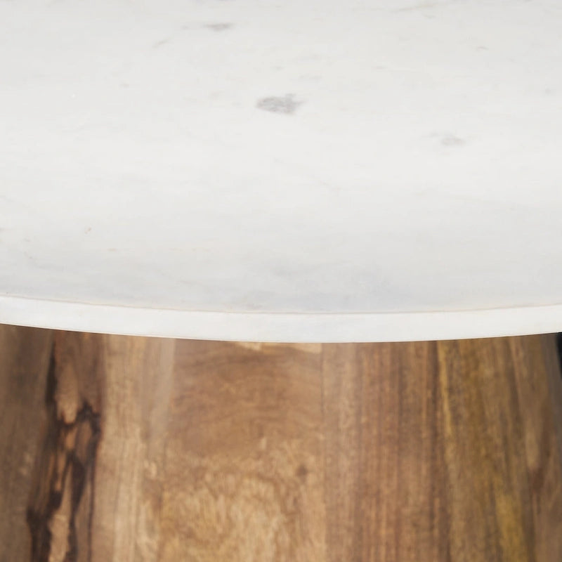 48" Round White Marble Pedestal Dining Table - Medium Brown Base