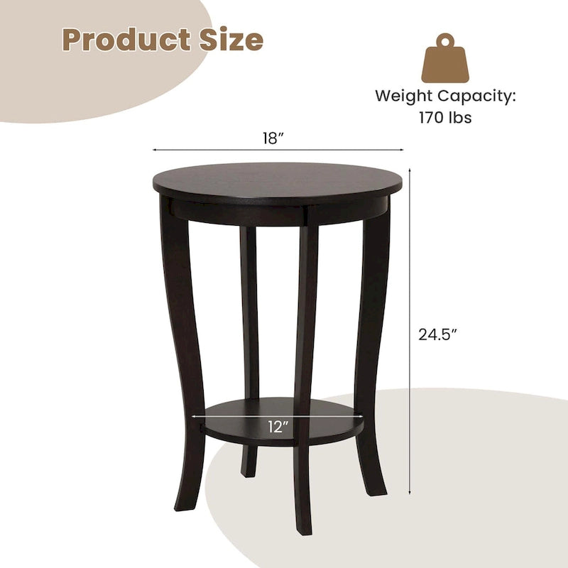 2 PCS 2-Tier Round End Table 18"