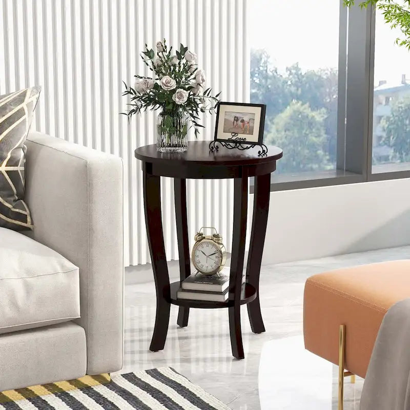 2 PCS 2-Tier Round End Table 18"