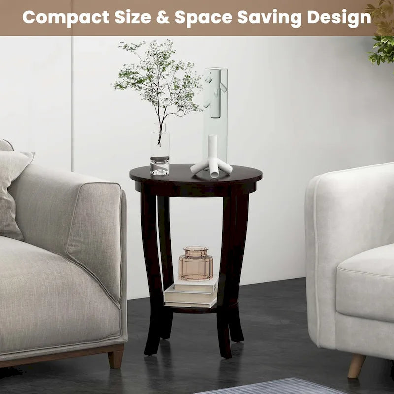 2 PCS 2-Tier Round End Table 18"