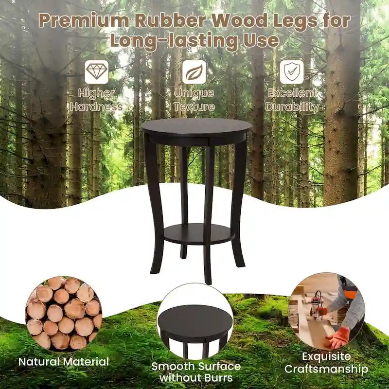 2 PCS 2-Tier Round End Table 18"
