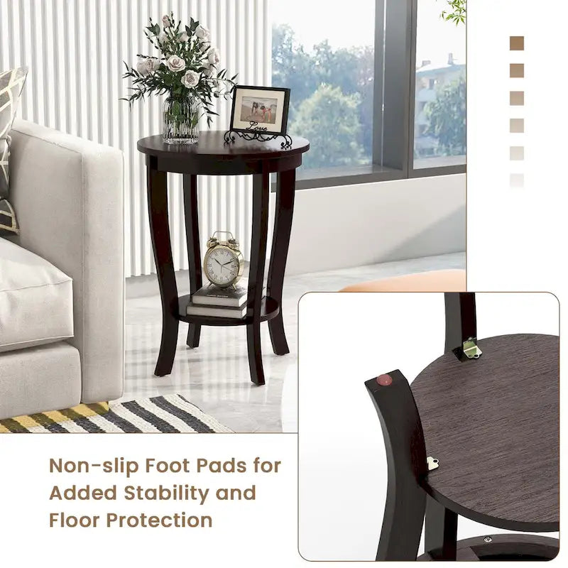 2 PCS 2-Tier Round End Table 18"