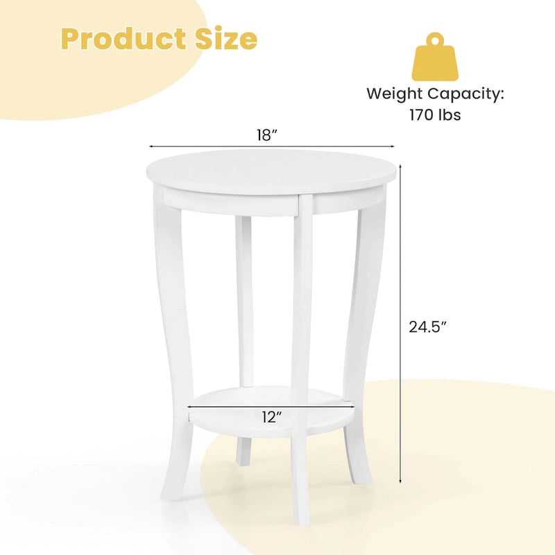 2 PCS 2-Tier Round End Table 18"