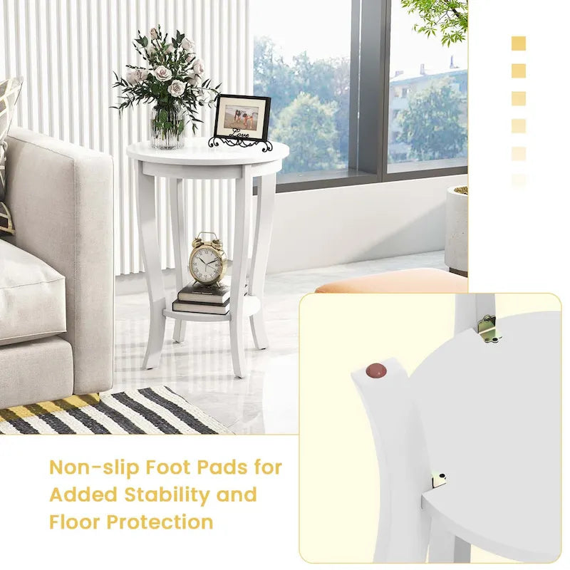 2 PCS 2-Tier Round End Table 18"
