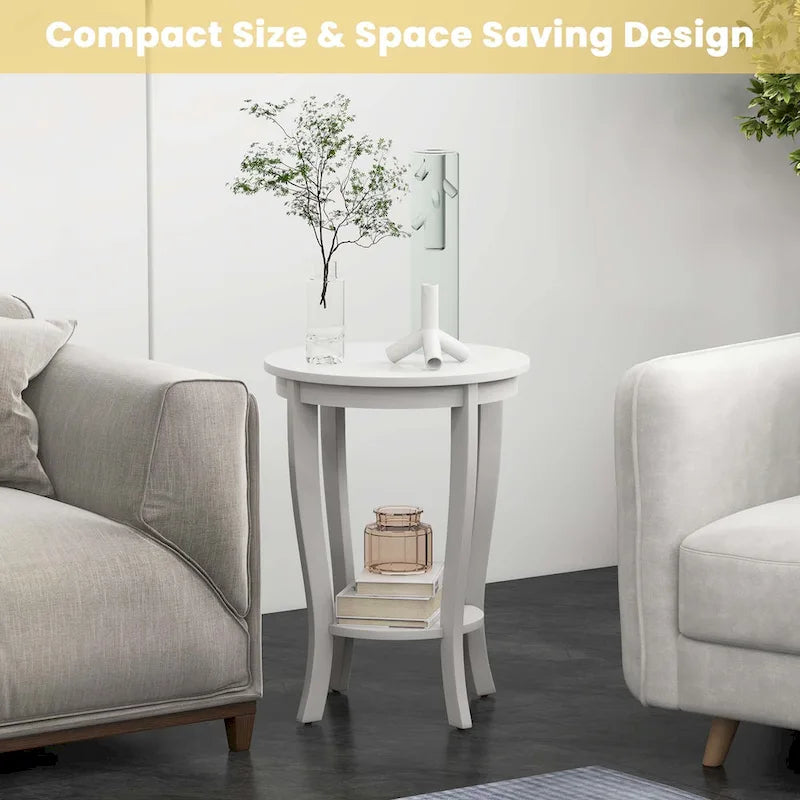 2 PCS 2-Tier Round End Table 18"