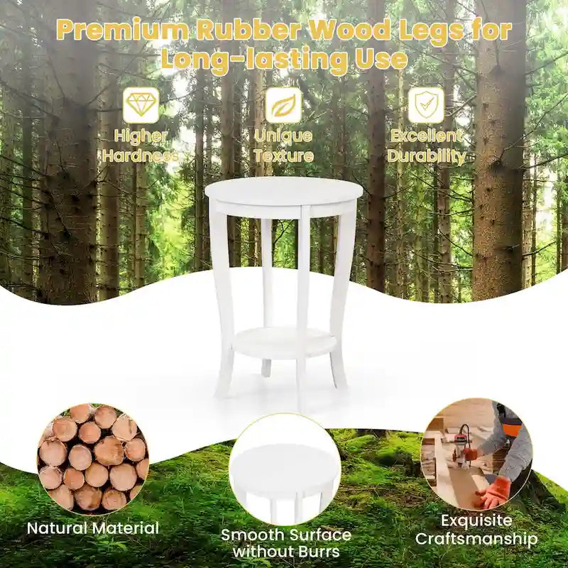 2 PCS 2-Tier Round End Table 18"