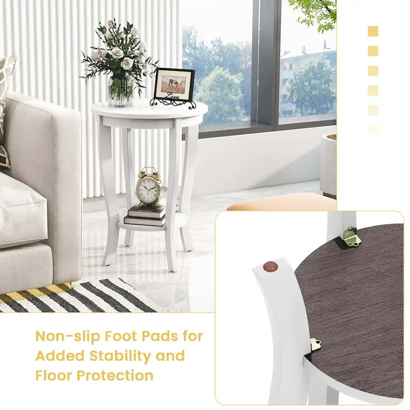 2 PCS 2-Tier Round End Table 18"