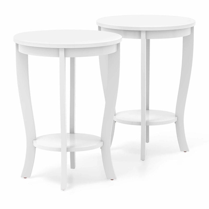 2 PCS 2-Tier Round End Table 18"